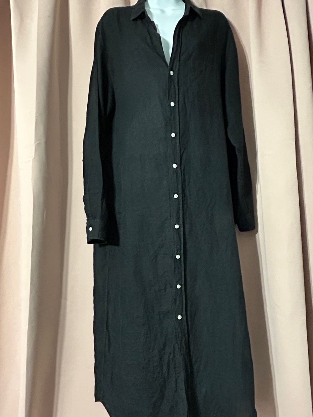 Frank & Eileen Black Long-Sleeve Button-Front Shirt Dress